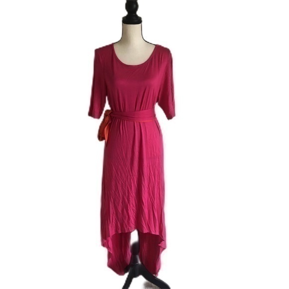 Prelude Pink Belted High Low Dress Size L - Picture 1 of 5